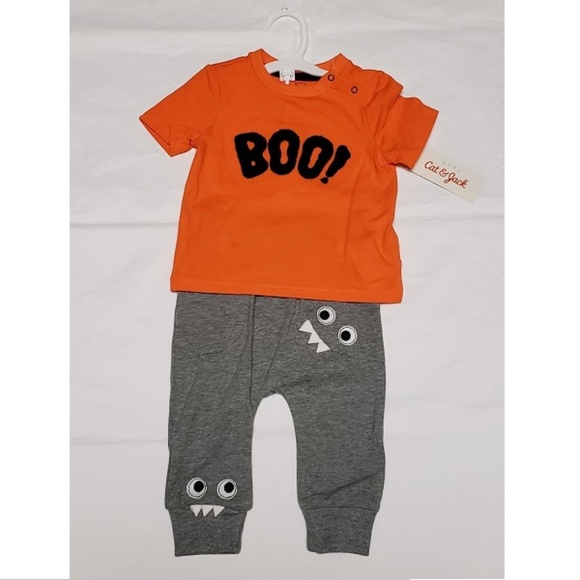 Baby Halloween 2 Piece Outfit BOO! Orange Top NWT - Picture 1 of 4